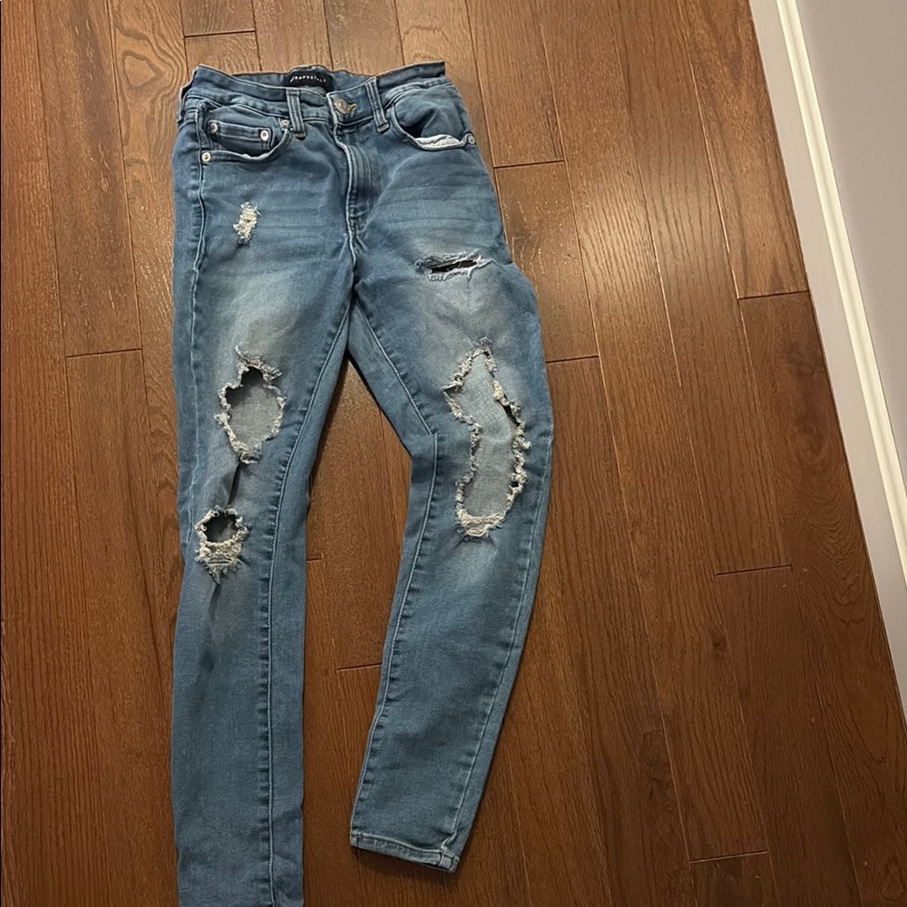 American Eagle Outfitters Ripped Blue Skinny Jeans